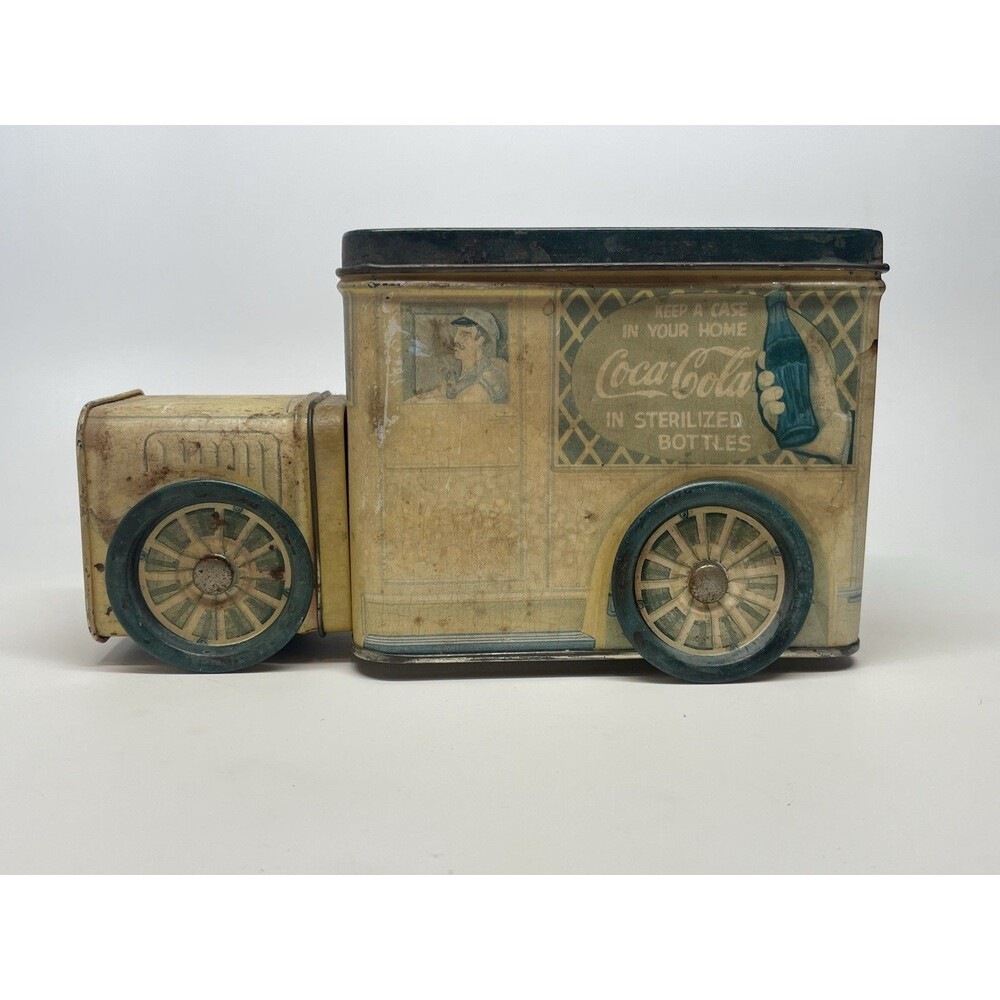 Vintage Coca Cola Delivery Truck With Compartments and Moving Wheels Decor Box